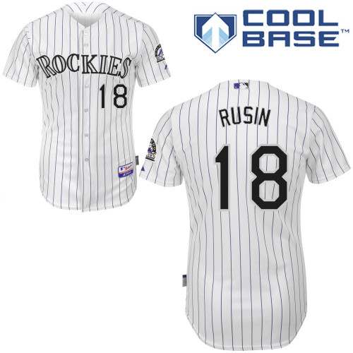 Chris Rusin #18 MLB Jersey-Colorado Rockies Men's Authentic Home White Cool Base Baseball Jersey